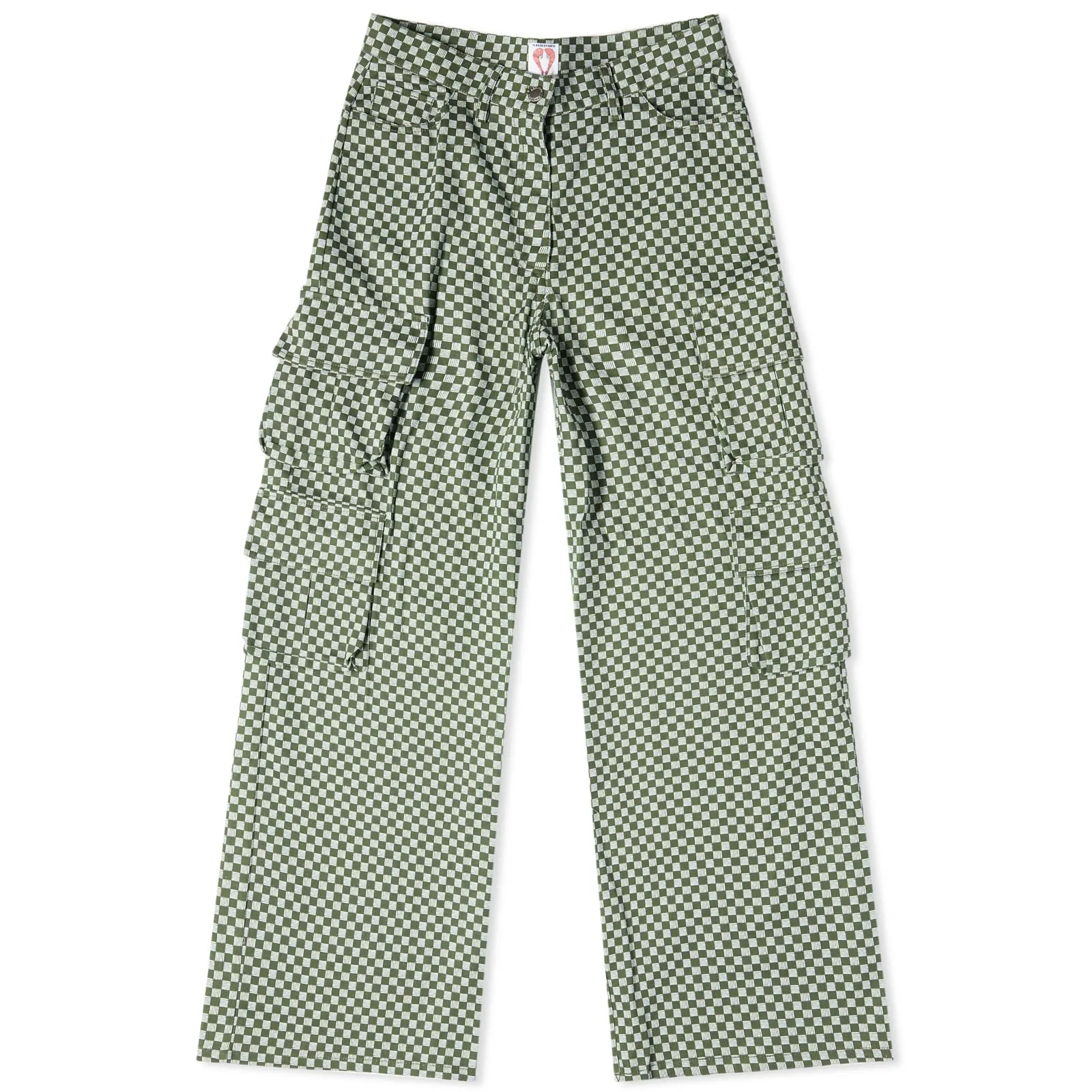 Shrimps Women's Wide Leg Cargo Trousers in Chive & Cream