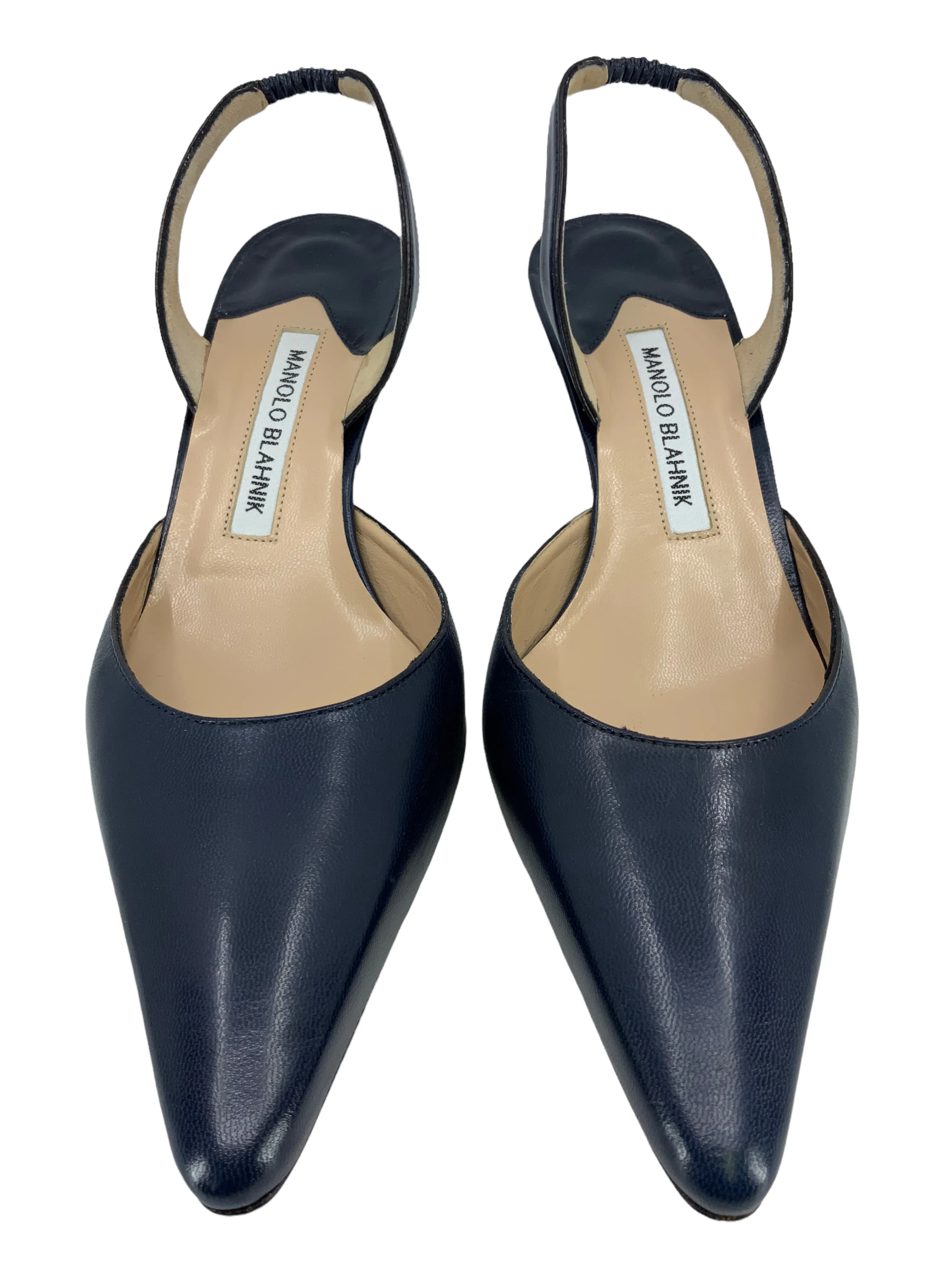 Manolo Blahnik Leather Carolyne Slingbacks - Size 8