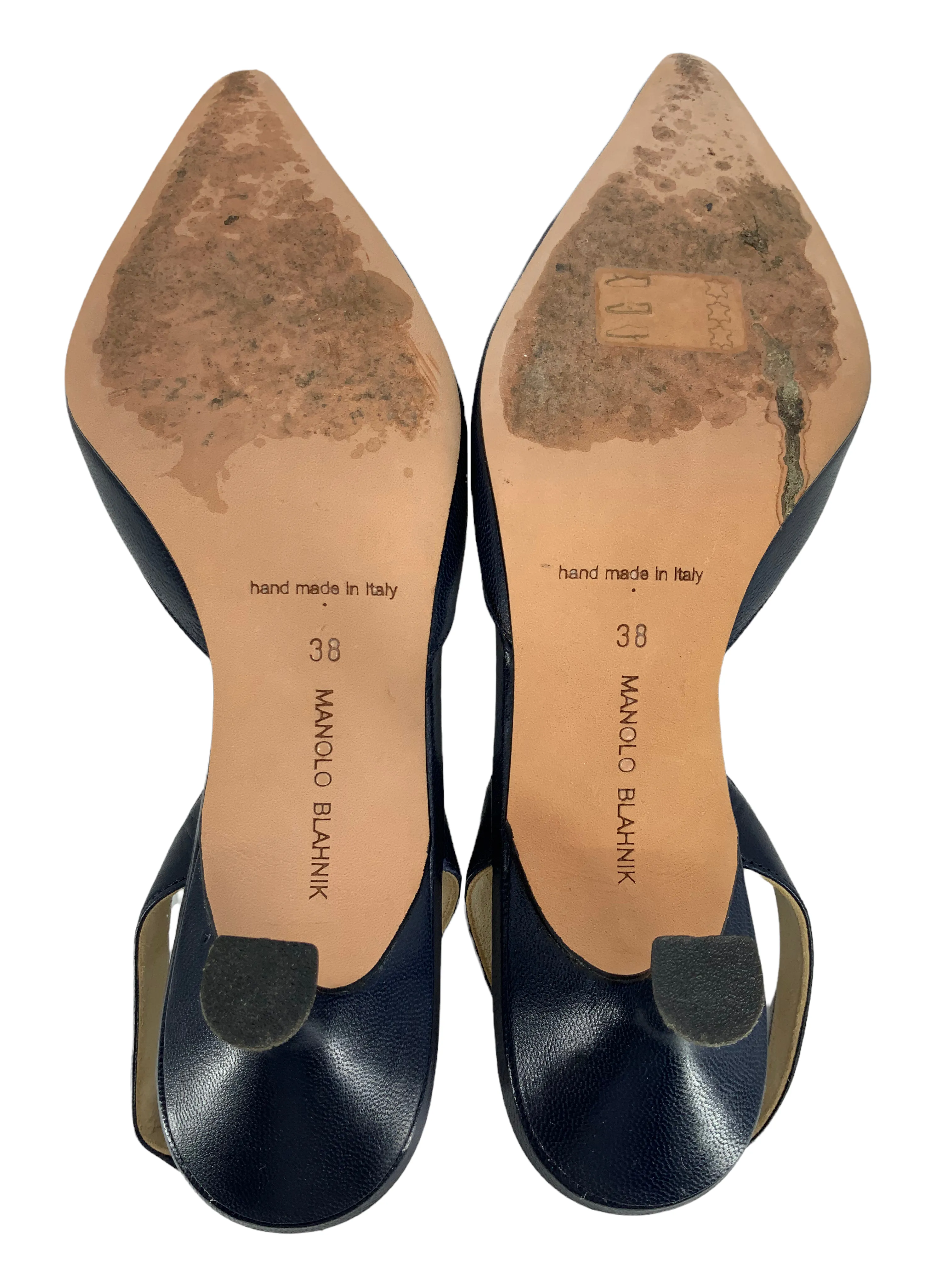 Manolo Blahnik Leather Carolyne Slingbacks - Size 8