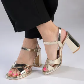 Madison Lessi 2 Sandal with Block Heel - Light Gold