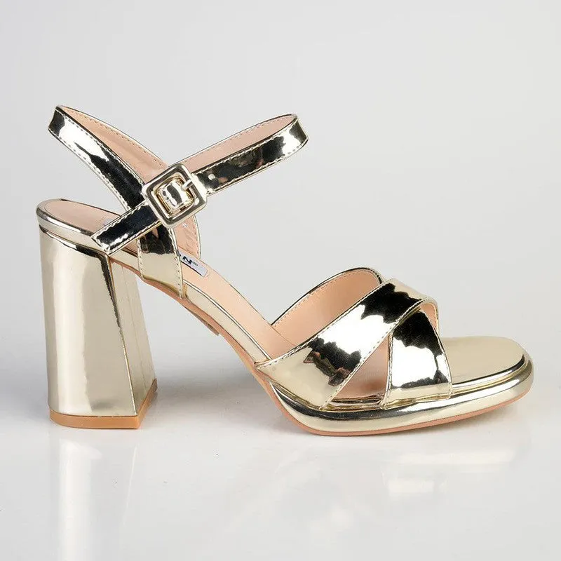 Madison Lessi 2 Sandal with Block Heel - Light Gold