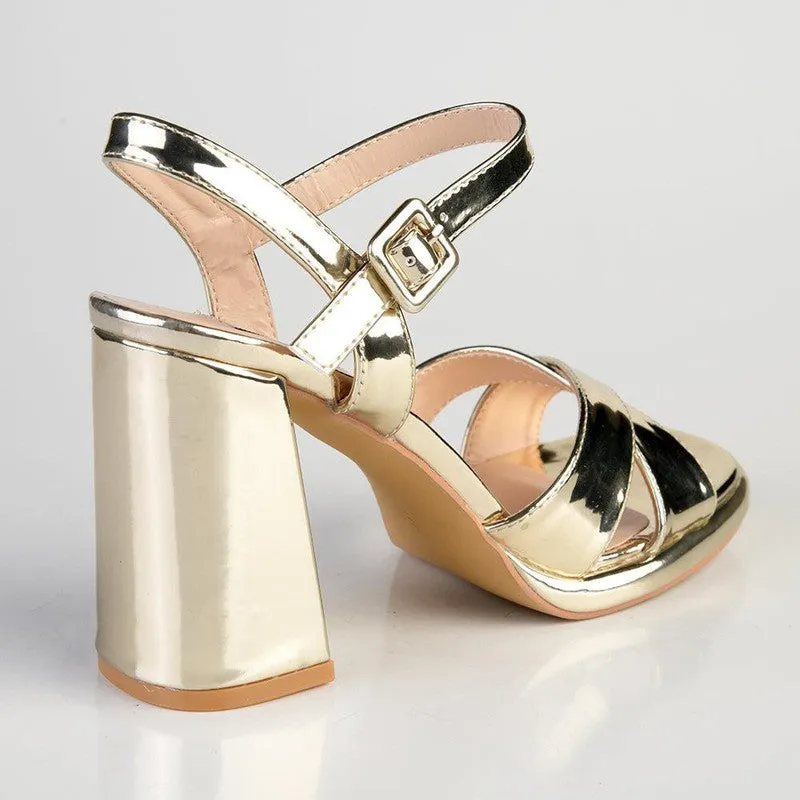 Madison Lessi 2 Sandal with Block Heel - Light Gold