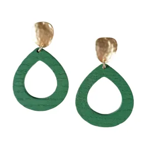 Zoda - Green Stacey Teardrop Wood Earrings