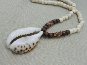 Statement Men's Cowrie Beaded Necklace