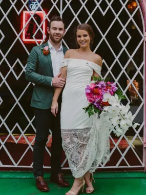 Off-Shoulder Lace Mermaid Wedding Dress