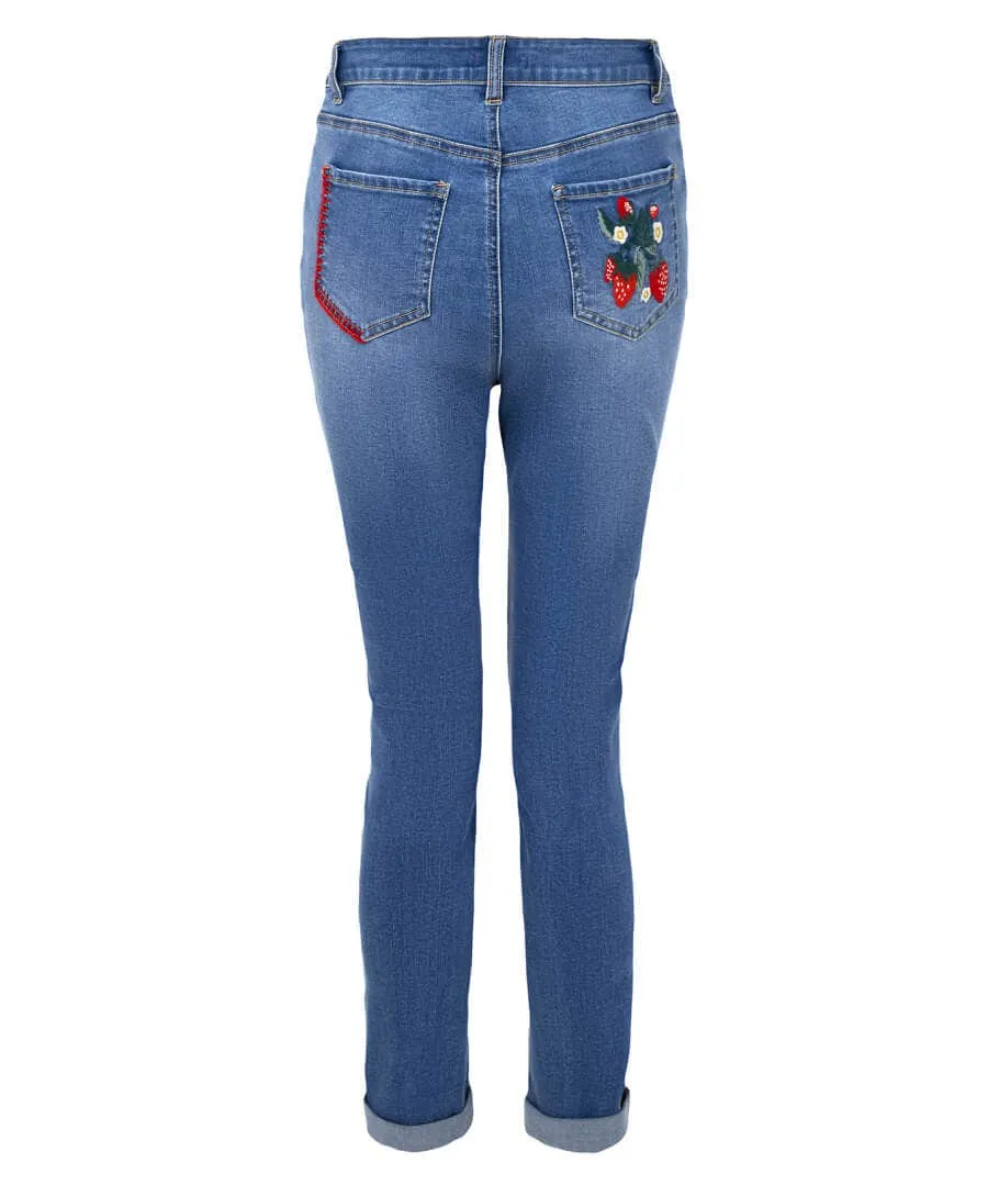 Strawberry Delight Crop Jeans