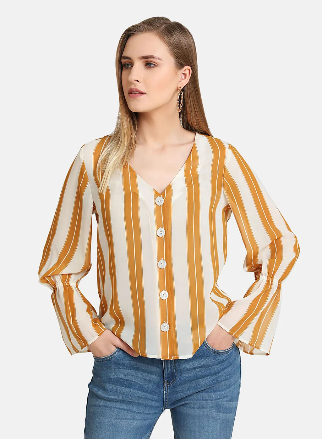 Striped Smocked Shirt