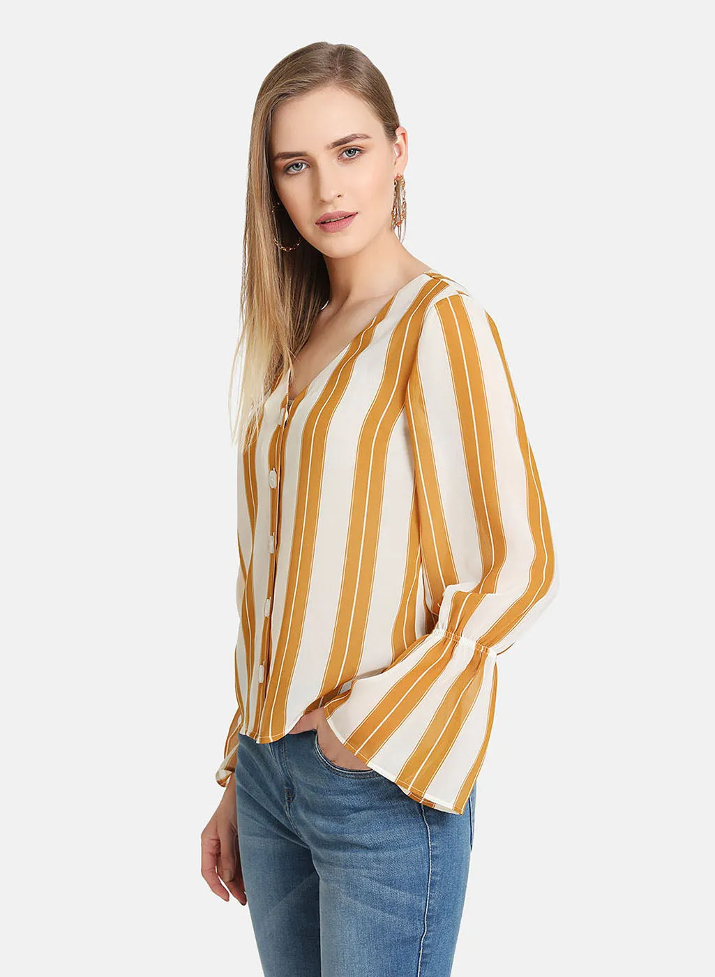 Striped Smocked Shirt