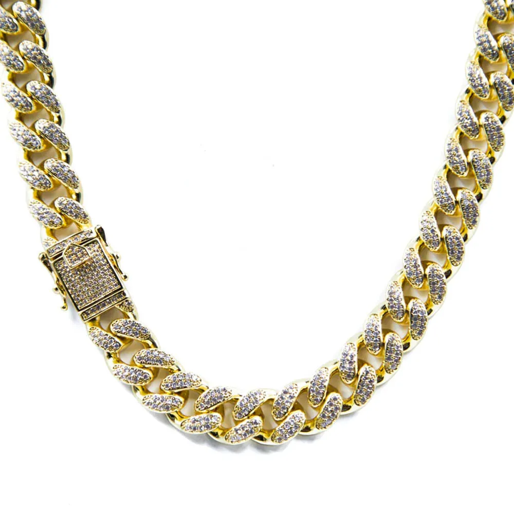 Cuban Studded Gold Plated Necklace