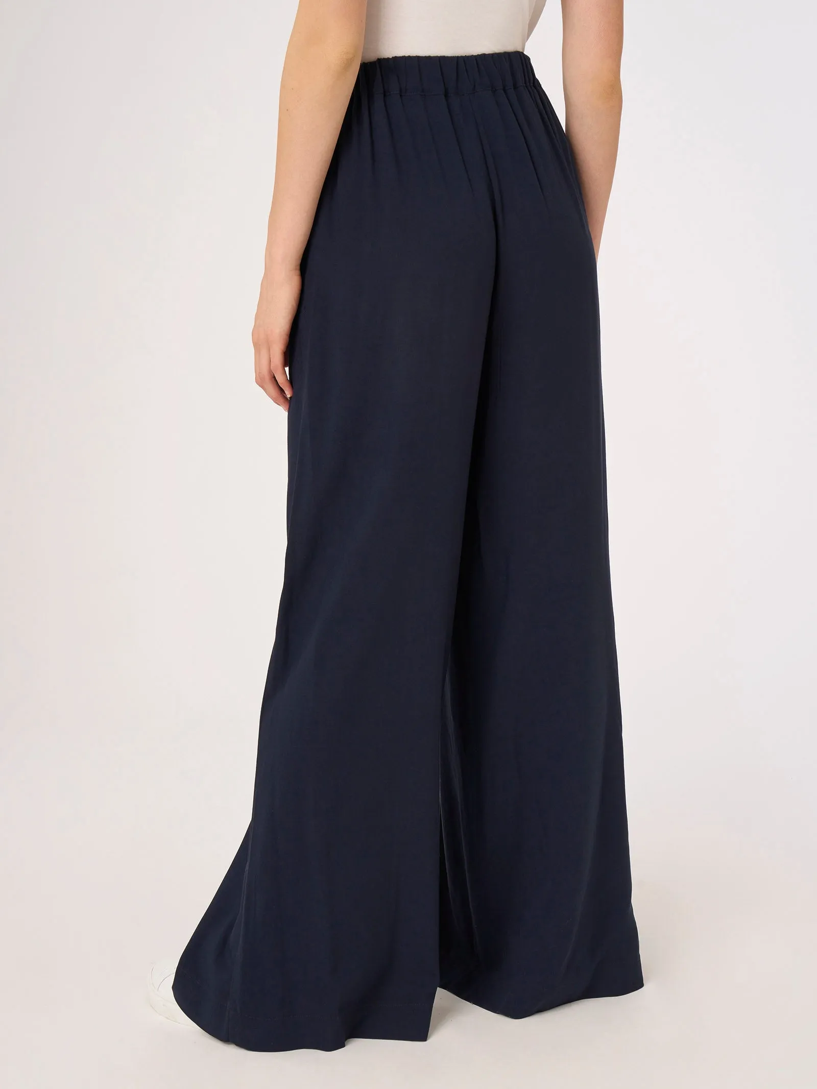 Bleu Twill Wide Leg Pantalone