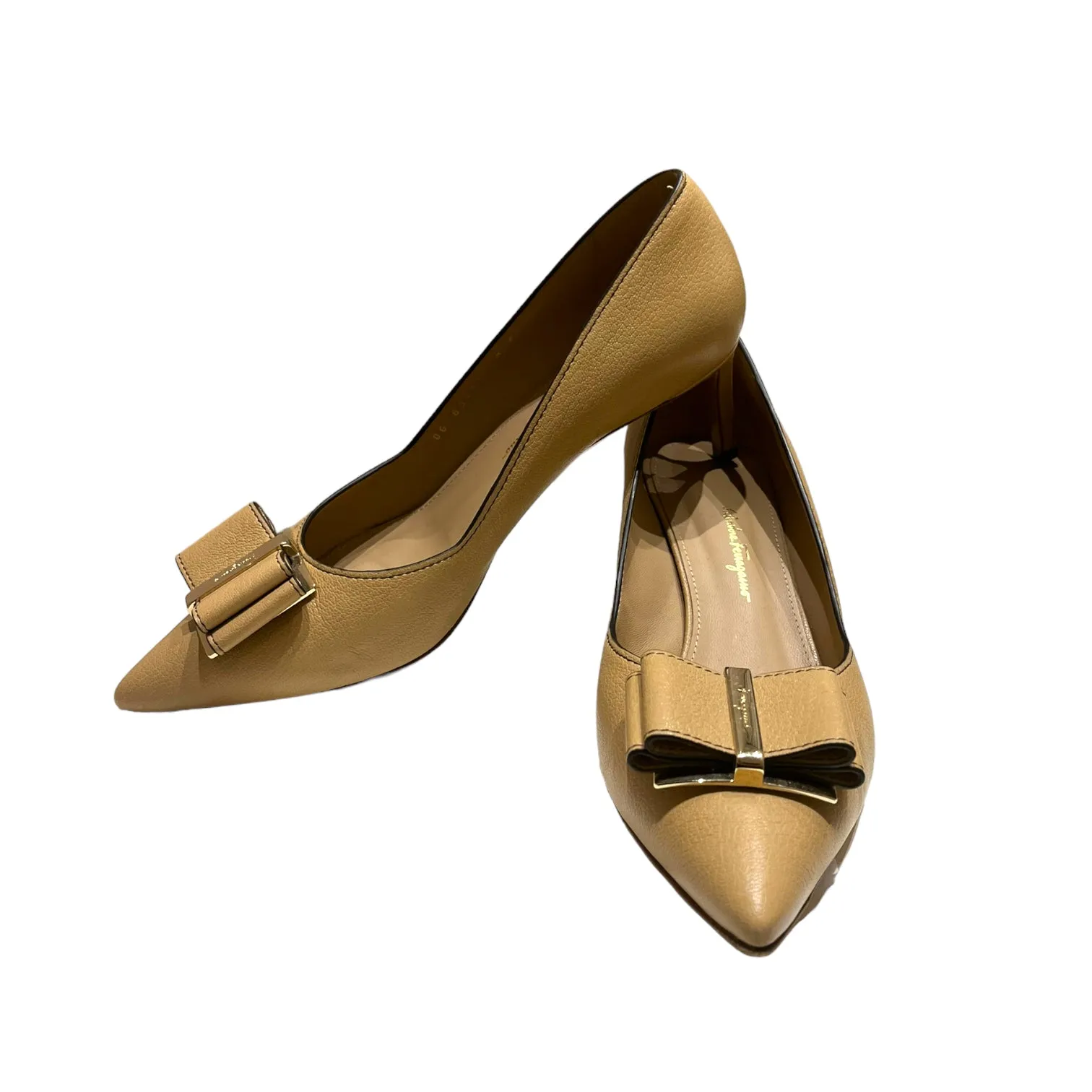 Stylish Nude Kitten Heels by Ferragamo