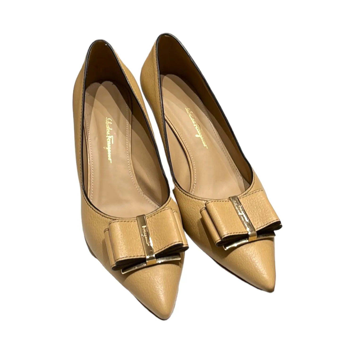 Stylish Nude Kitten Heels by Ferragamo