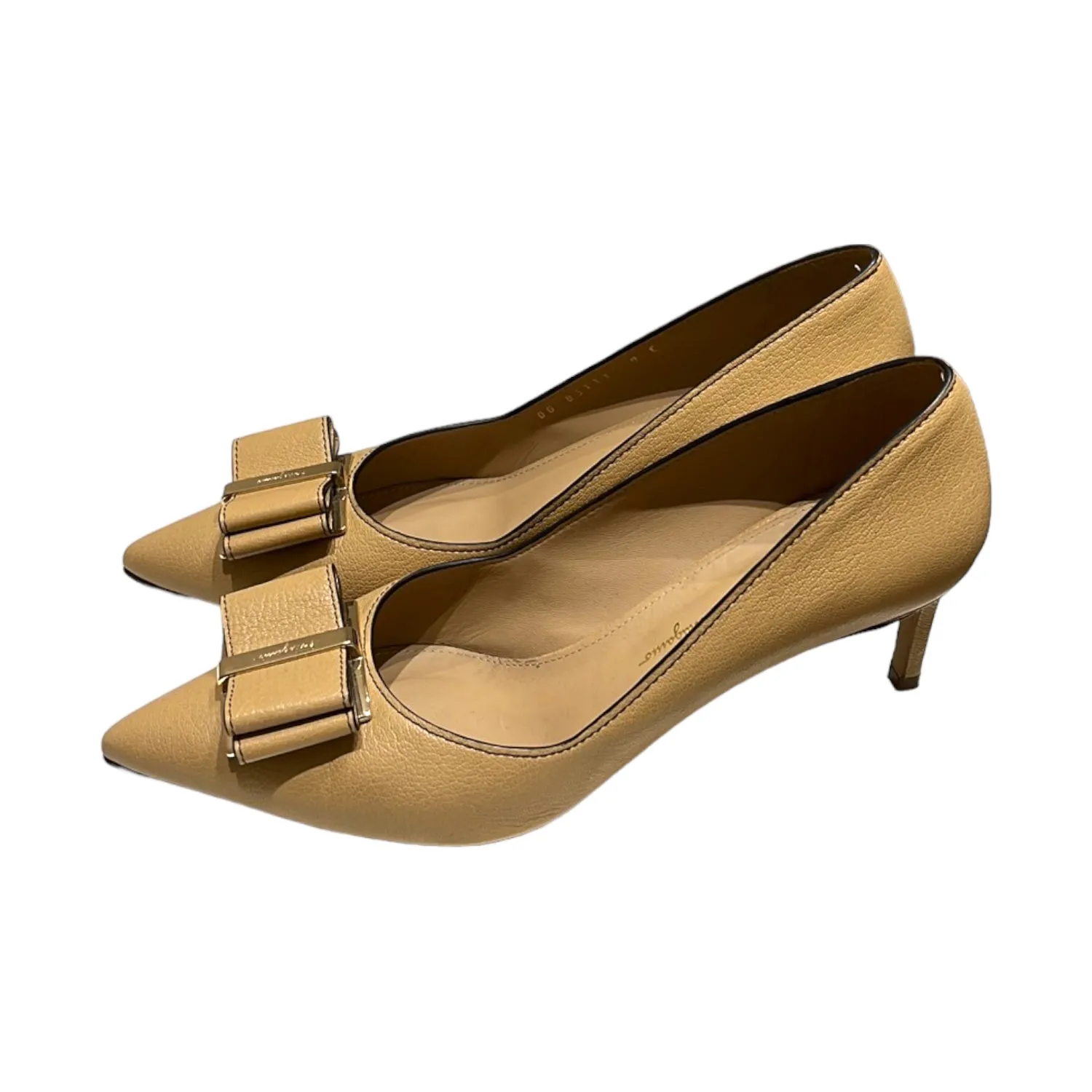 Stylish Nude Kitten Heels by Ferragamo