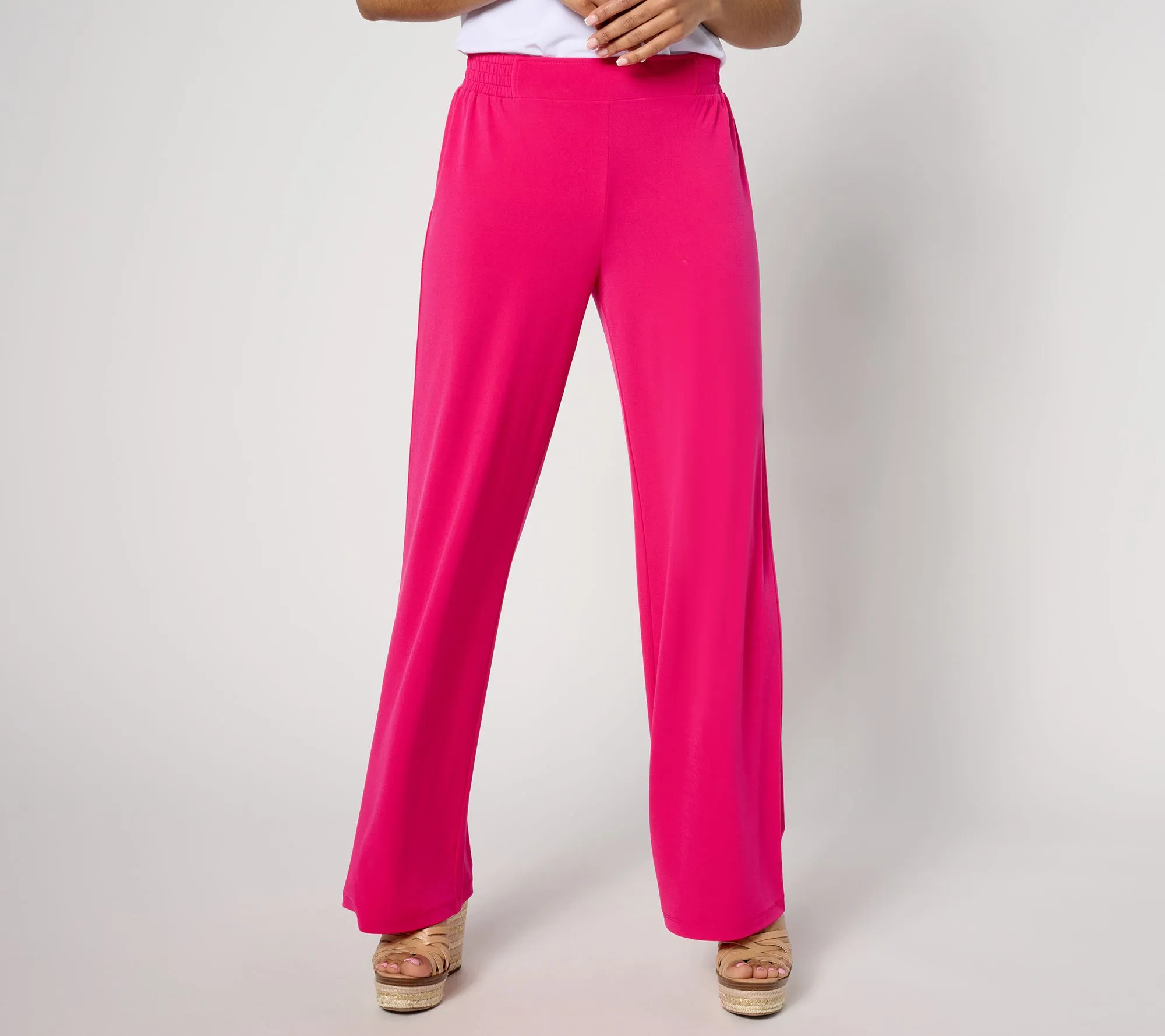 Susan Graver Petite Wide Leg Pants with Waist Detail