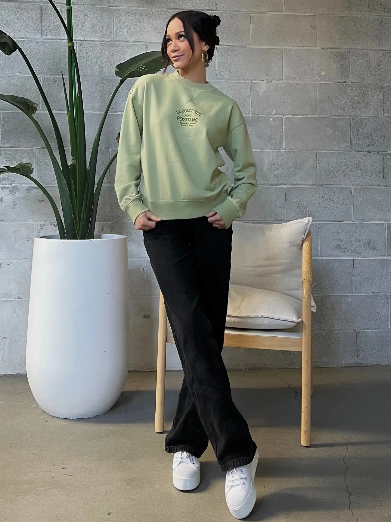 Embroidered Positano Crewneck Sweatshirt