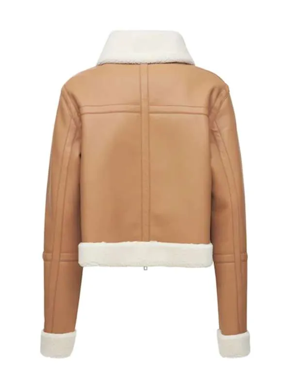 Tan Brown Shearling Leather Jacket