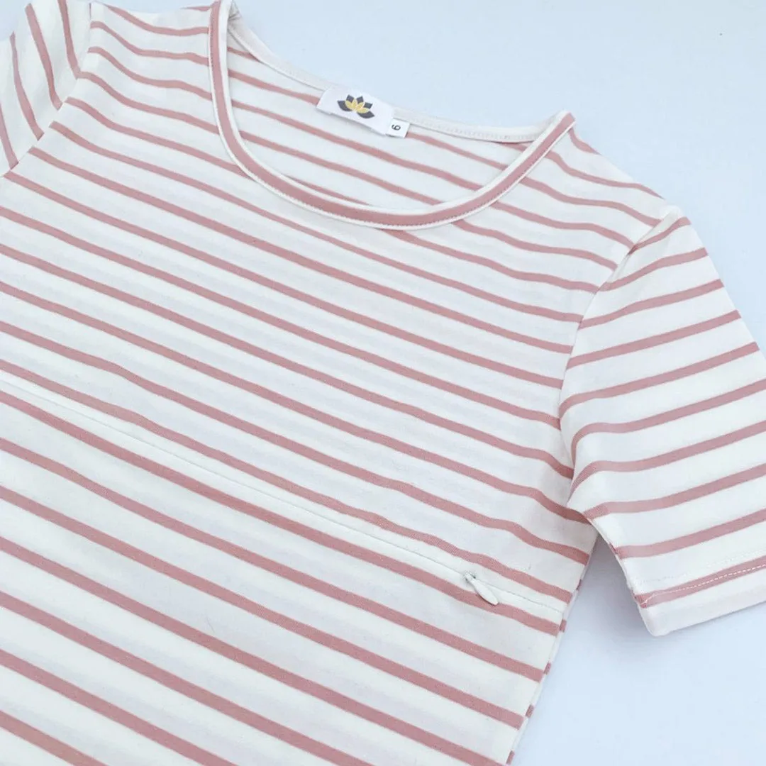 Striped Short-Sleeve Nursing Top