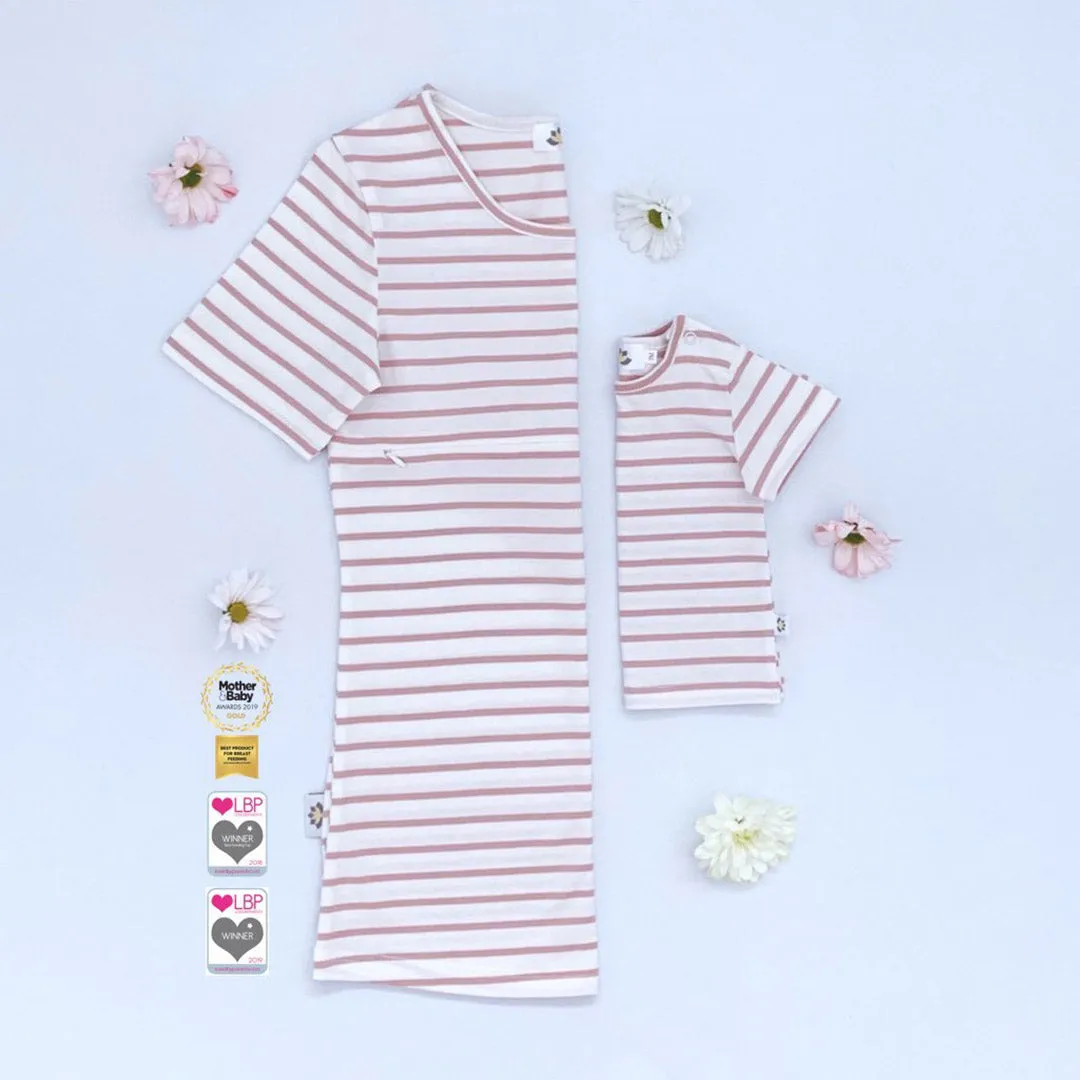 Striped Short-Sleeve Nursing Top