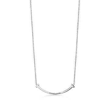 Tiffany T Smile Small Pendant in White Gold with Diamonds 