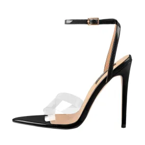 Open Toe High Heel Sandals Clear Cross Band