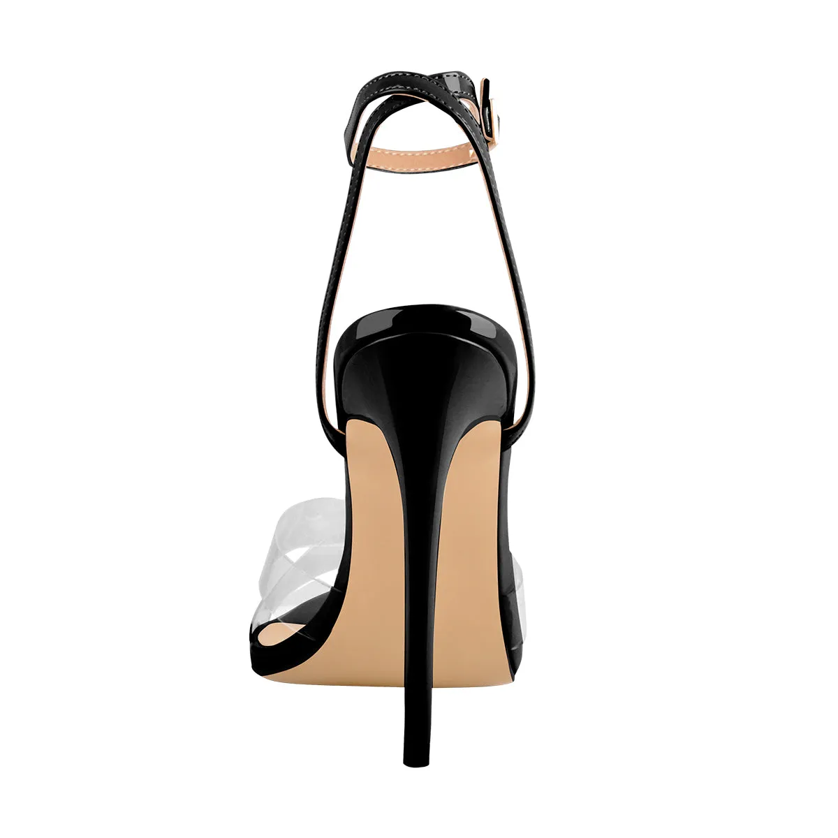 Open Toe High Heel Sandals Clear Cross Band