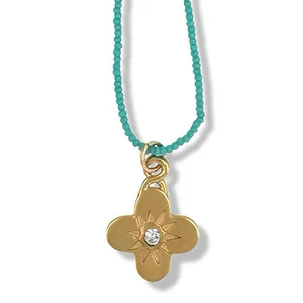 Chic TIA Necklace with Gold Turquoise Beads