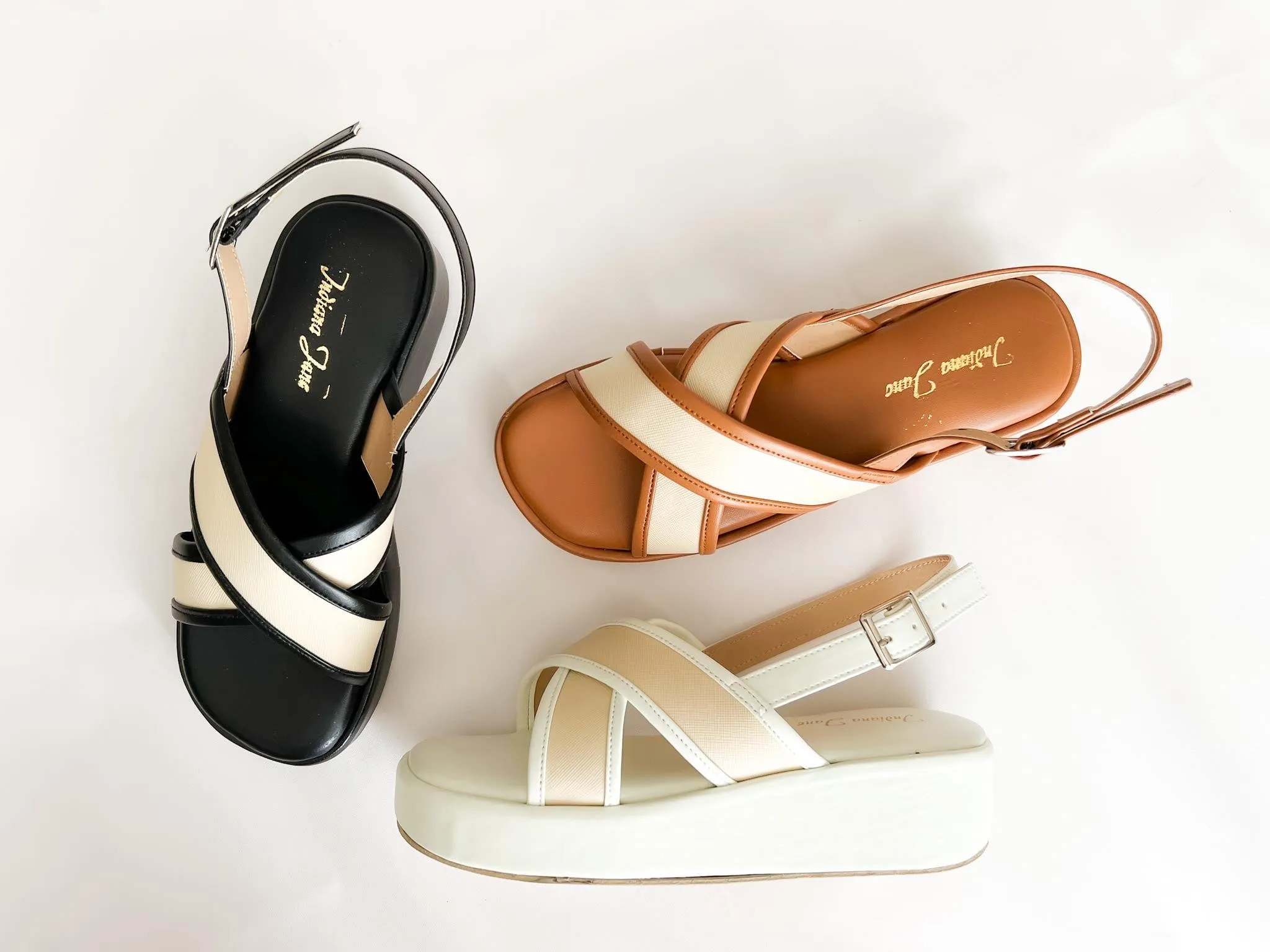 Two Tone Cross Strap Platform Sandals