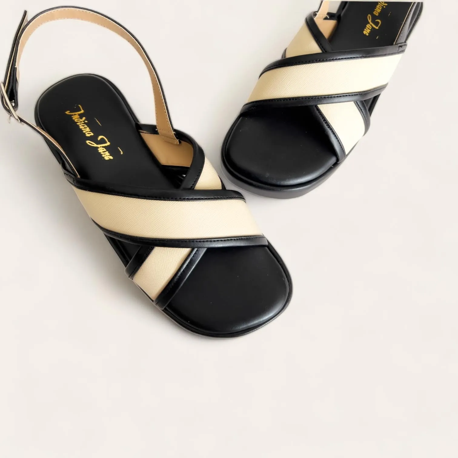 Two Tone Cross Strap Platform Sandals