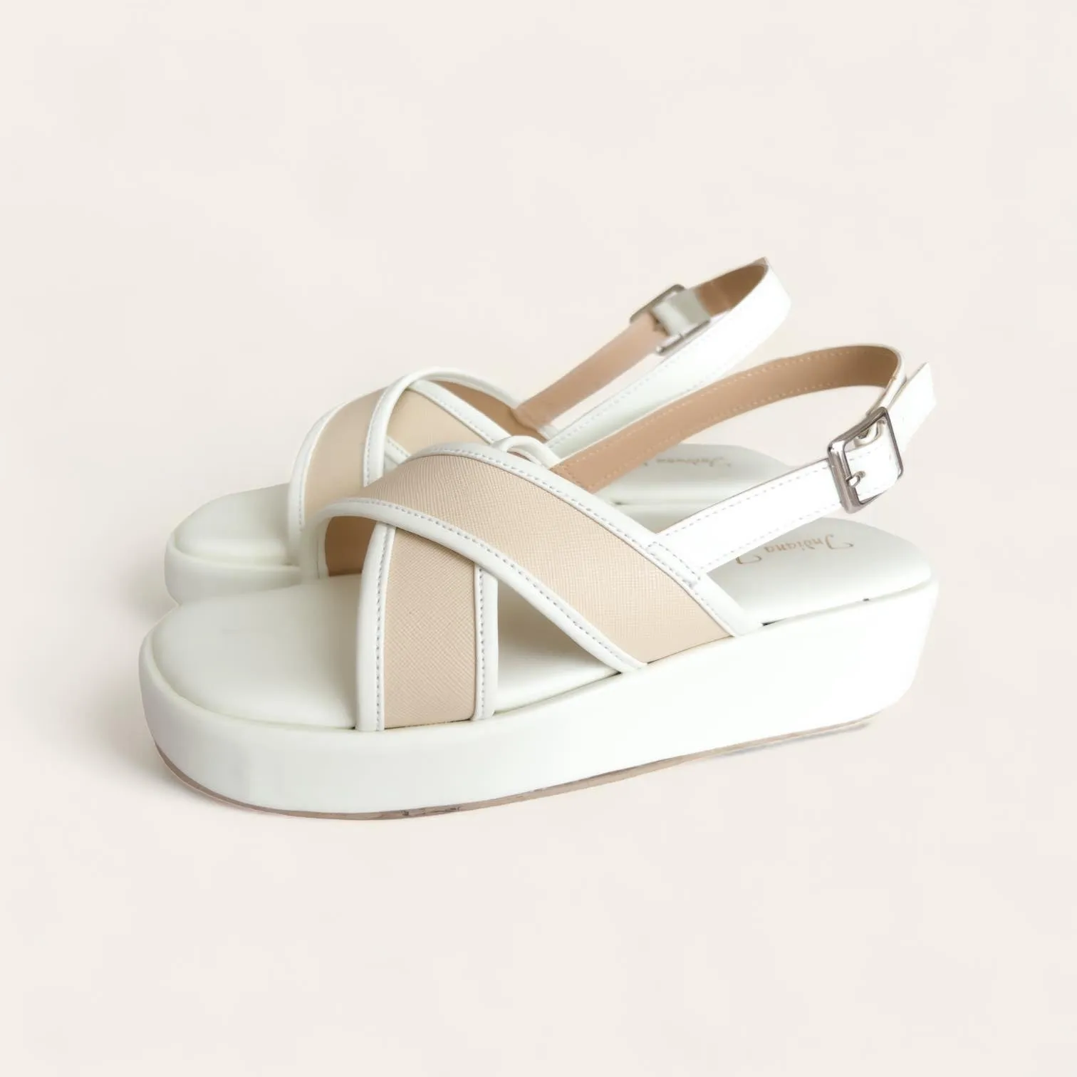 Two Tone Cross Strap Platform Sandals