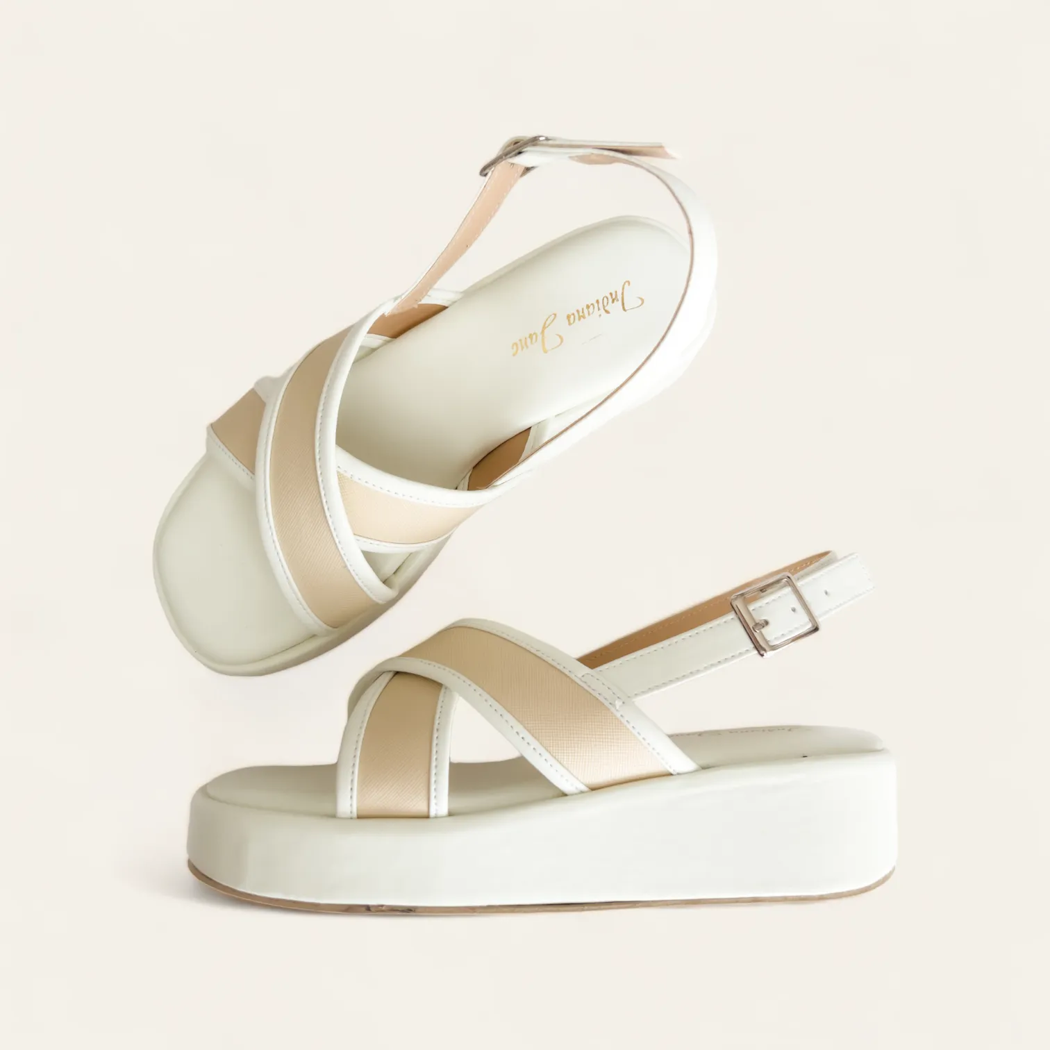 Two Tone Cross Strap Platform Sandals