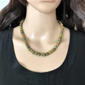 Green and Pink Unaktie Beaded Necklace