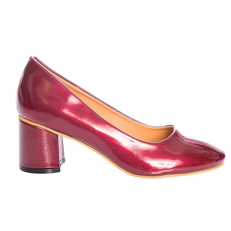 Burgundy Retro Style Heeled Shoe