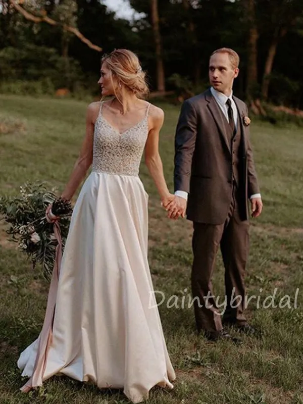 Spaghetti Strap Lace Wedding Dress