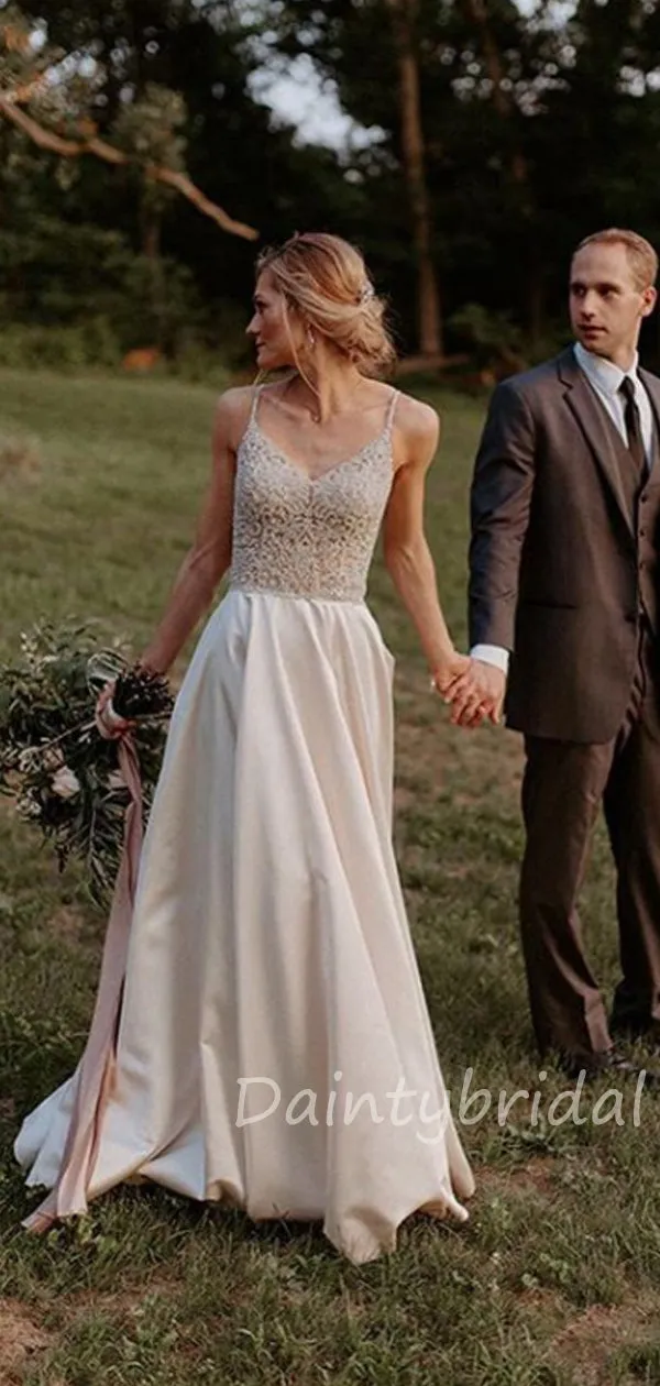 Spaghetti Strap Lace Wedding Dress