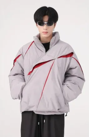 Y2K Puffer Jacket with Asymmetrical Zipper