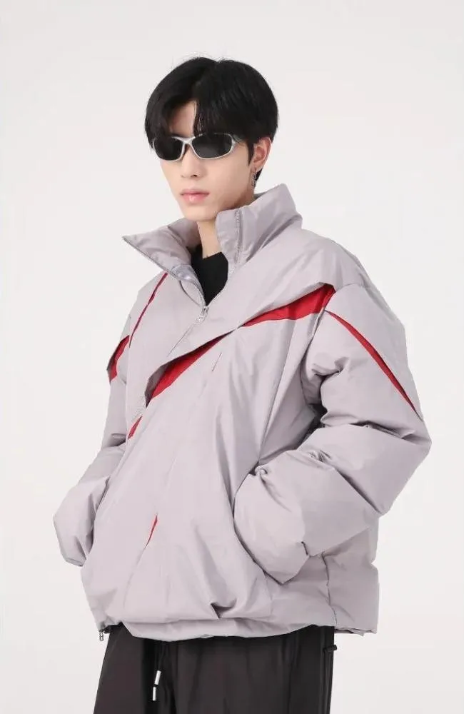 Y2K Puffer Jacket with Asymmetrical Zipper