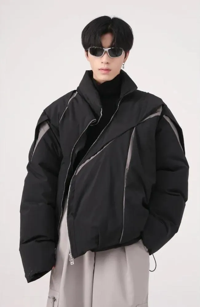 Y2K Puffer Jacket with Asymmetrical Zipper