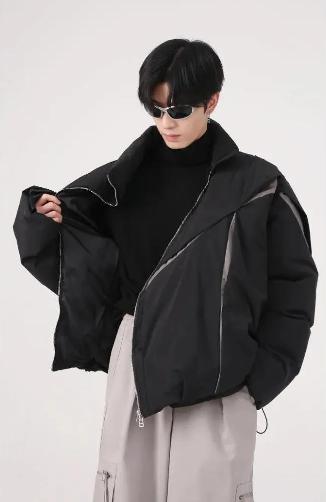 Y2K Puffer Jacket with Asymmetrical Zipper