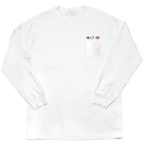 White Hustler Logo LS Tee with Pocket from 40s & Shorties