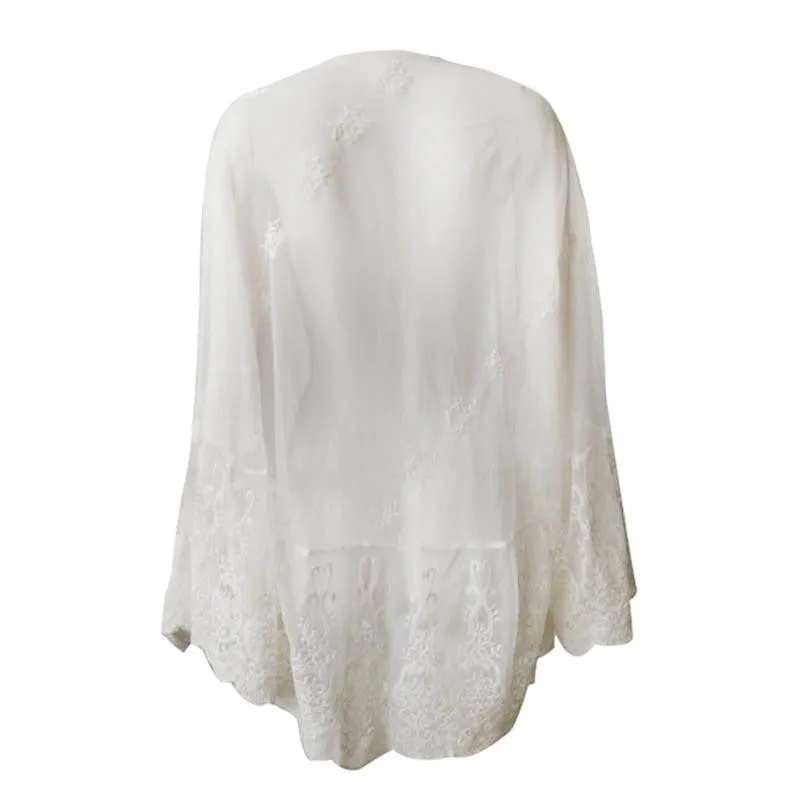 White Lace Kimono Style Blouse for Women - Perfect Summer Wear