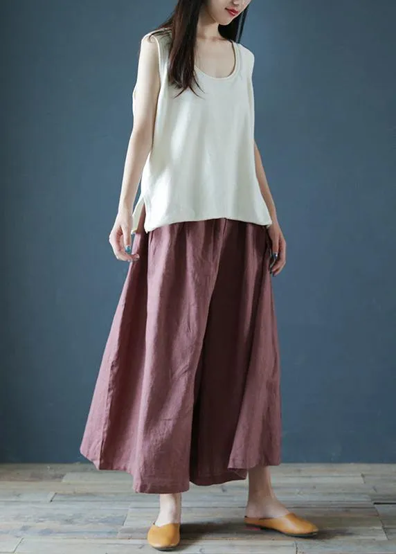 White Polka Dots Wide-Leg Pants Chunxin Original Design Cotton and Linen