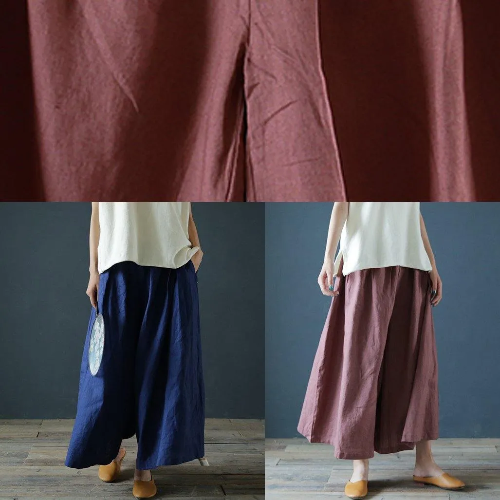 White Polka Dots Wide-Leg Pants Chunxin Original Design Cotton and Linen