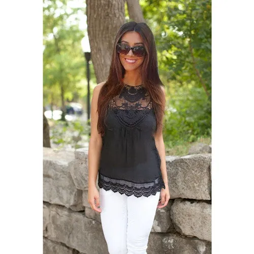 Women's Summer Fashion Sleeveless Lace Tank Top Vest Casual Shirt