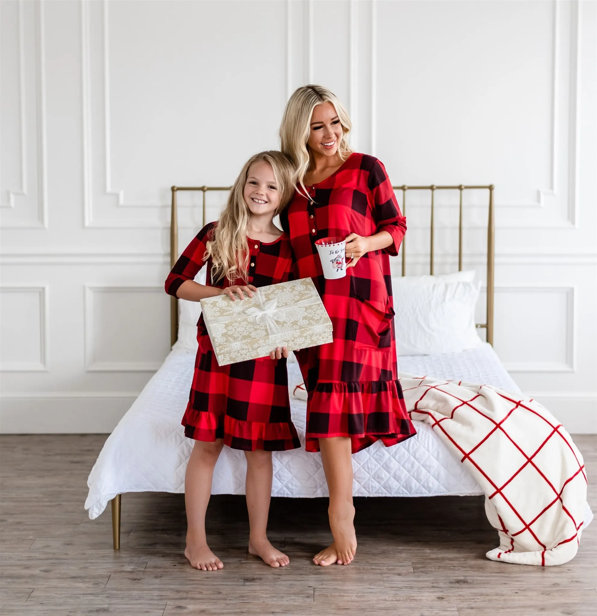 Mommy and Me Holiday House Dress Women's Buffalo Plaid