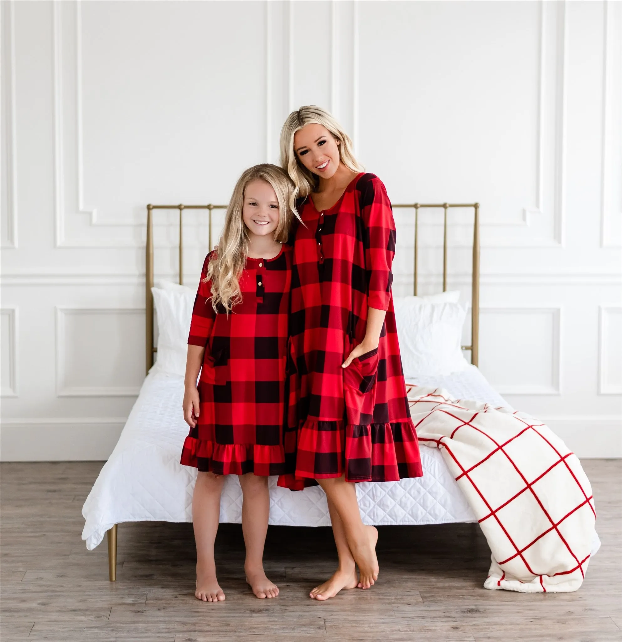 Mommy and Me Holiday House Dress Women's Buffalo Plaid