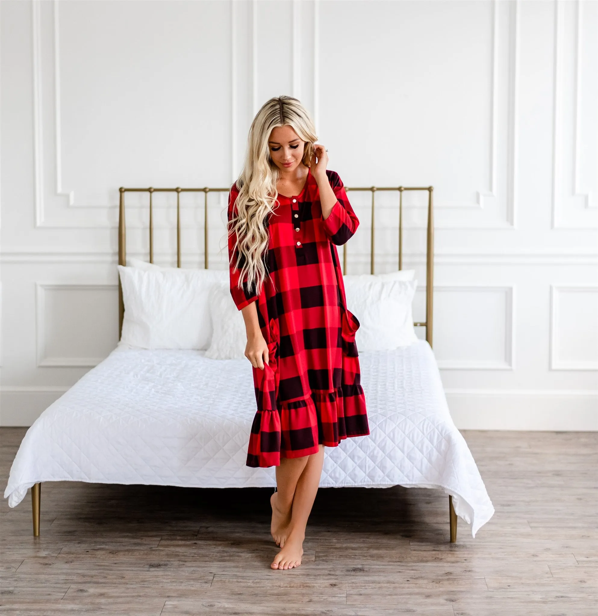 Mommy and Me Holiday House Dress Women's Buffalo Plaid