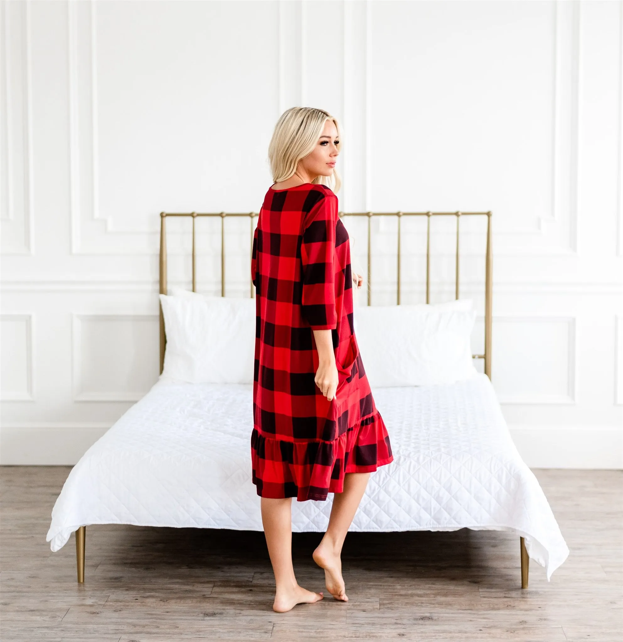 Mommy and Me Holiday House Dress Women's Buffalo Plaid