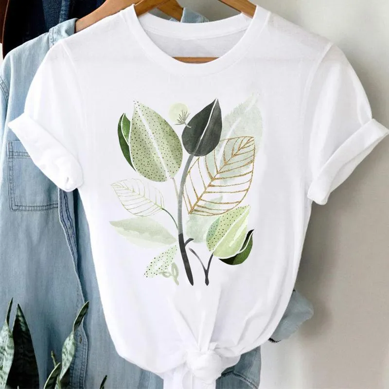 Trend T-shirt Plant Print Women Graphic Tee