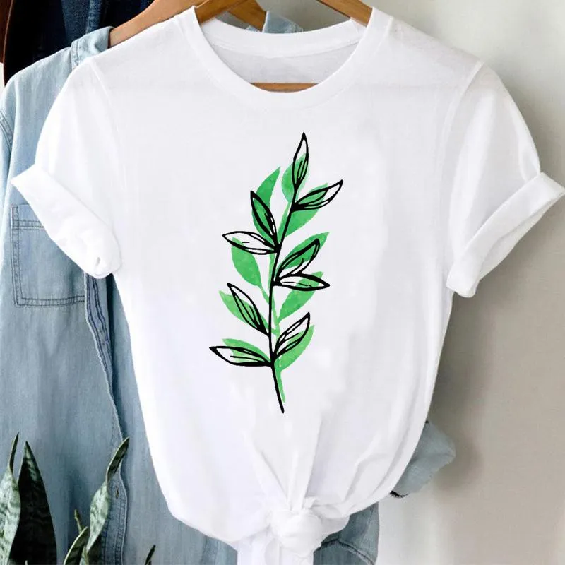 Trend T-shirt Plant Print Women Graphic Tee