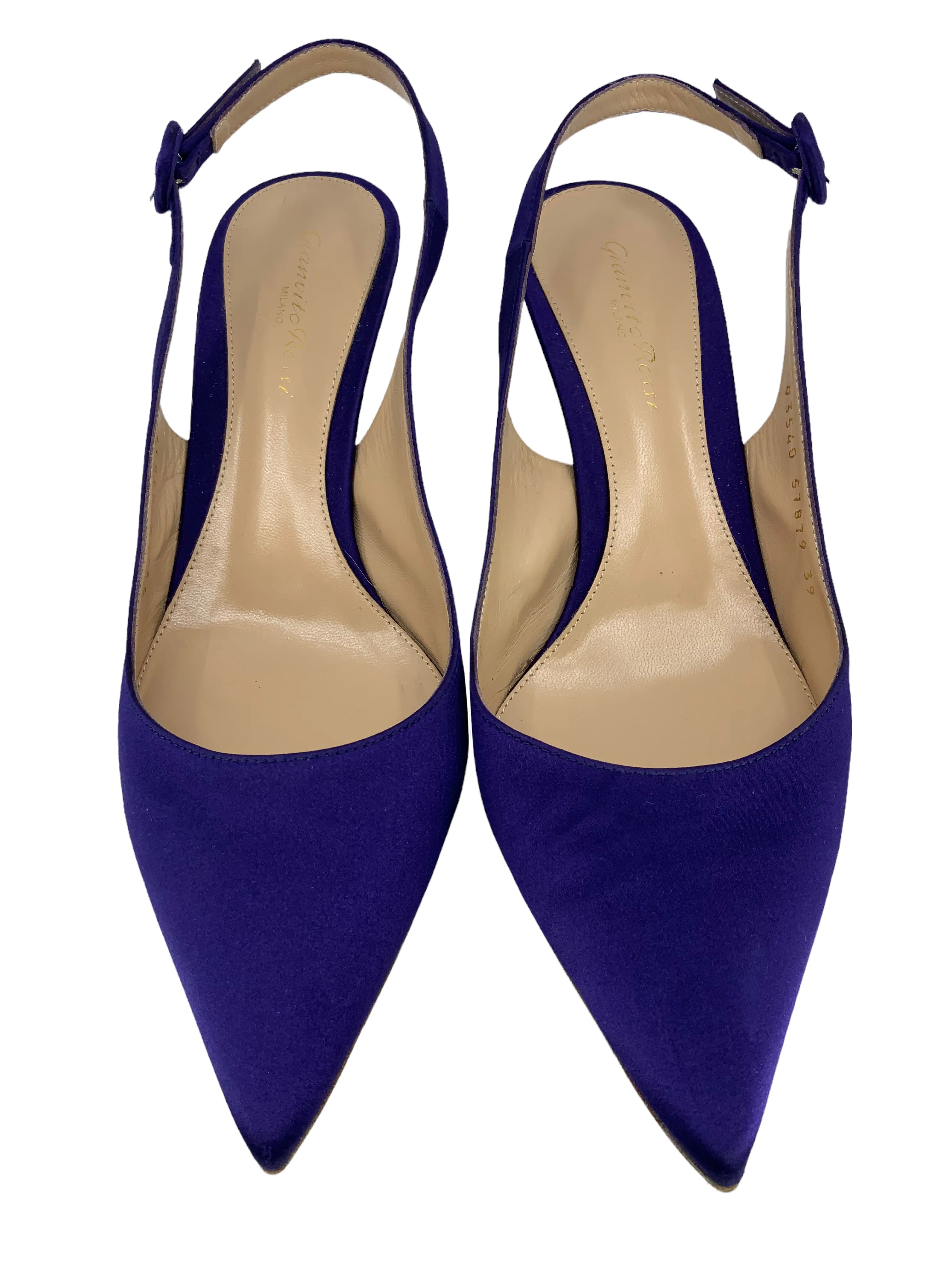 Satin Pointed Toe Slingback Shoes by Gianvito Rossi